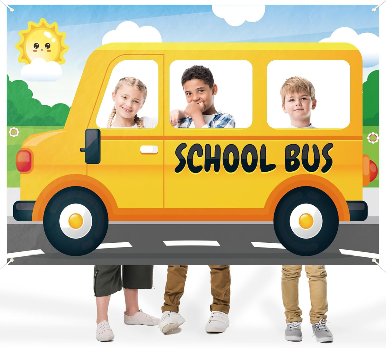 School Bus Photo Prop Selfie Frame Fabric Back to School First Day of School Bac