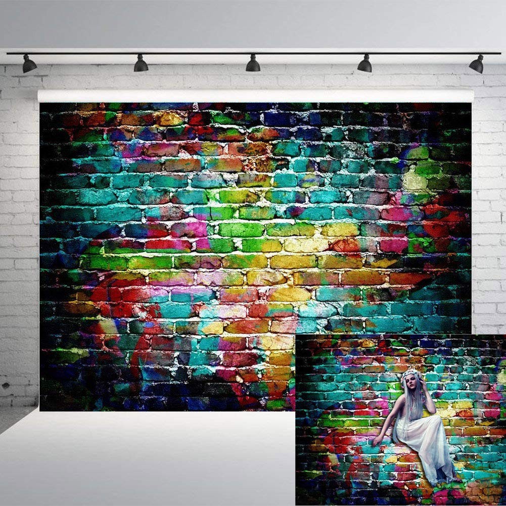 7x5ft Graffiti Photography Backdrops Colorful Brick Wall Photo Background