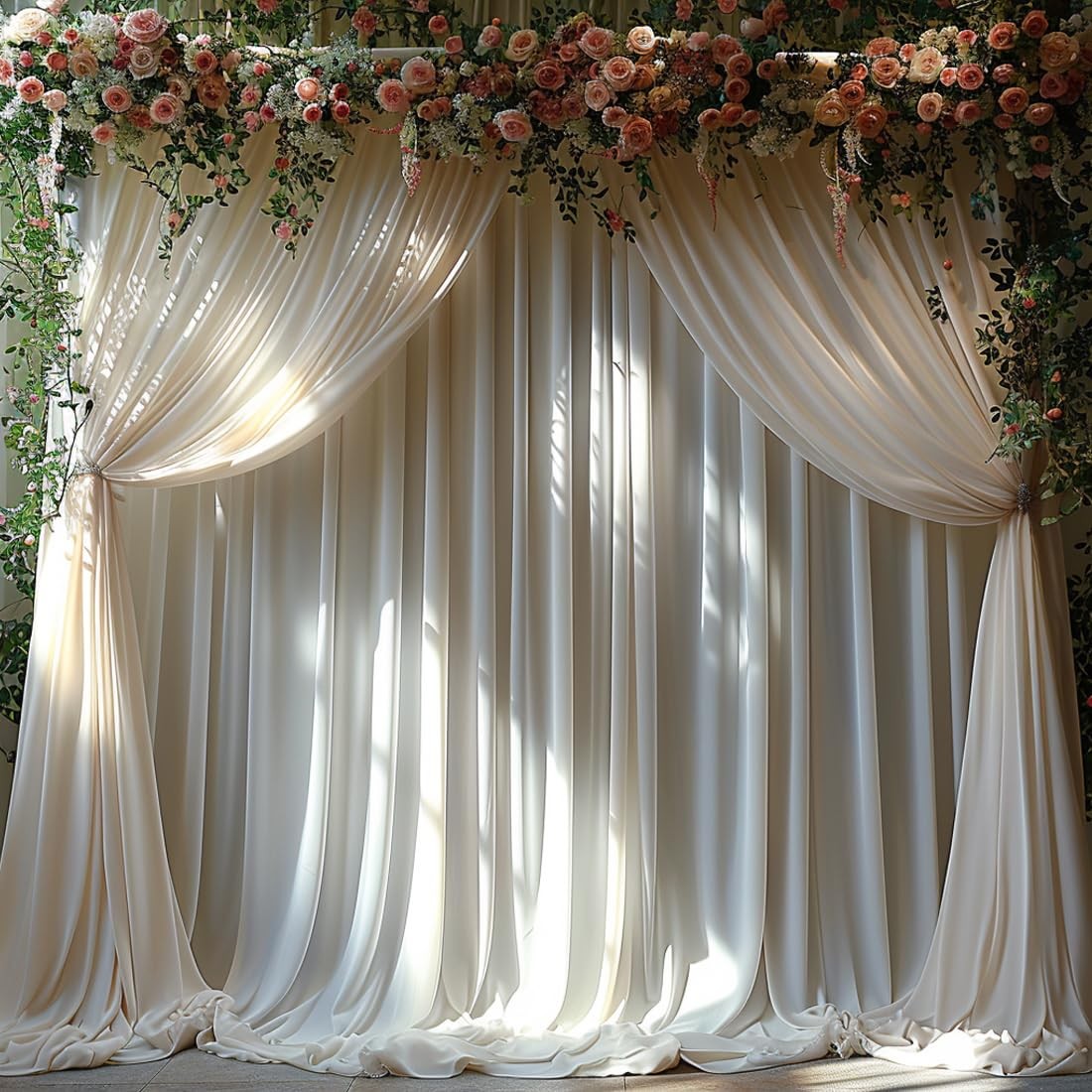 10x12ft Ivory Backdrop Curtain Wrinkle Free Soft Fabric Drapes Photo Booth
