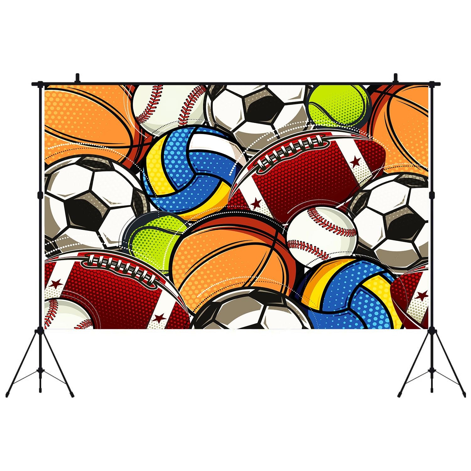 HANYING Sports Party Backdrop,Football Basketball Baseball Sports Theme Birth…