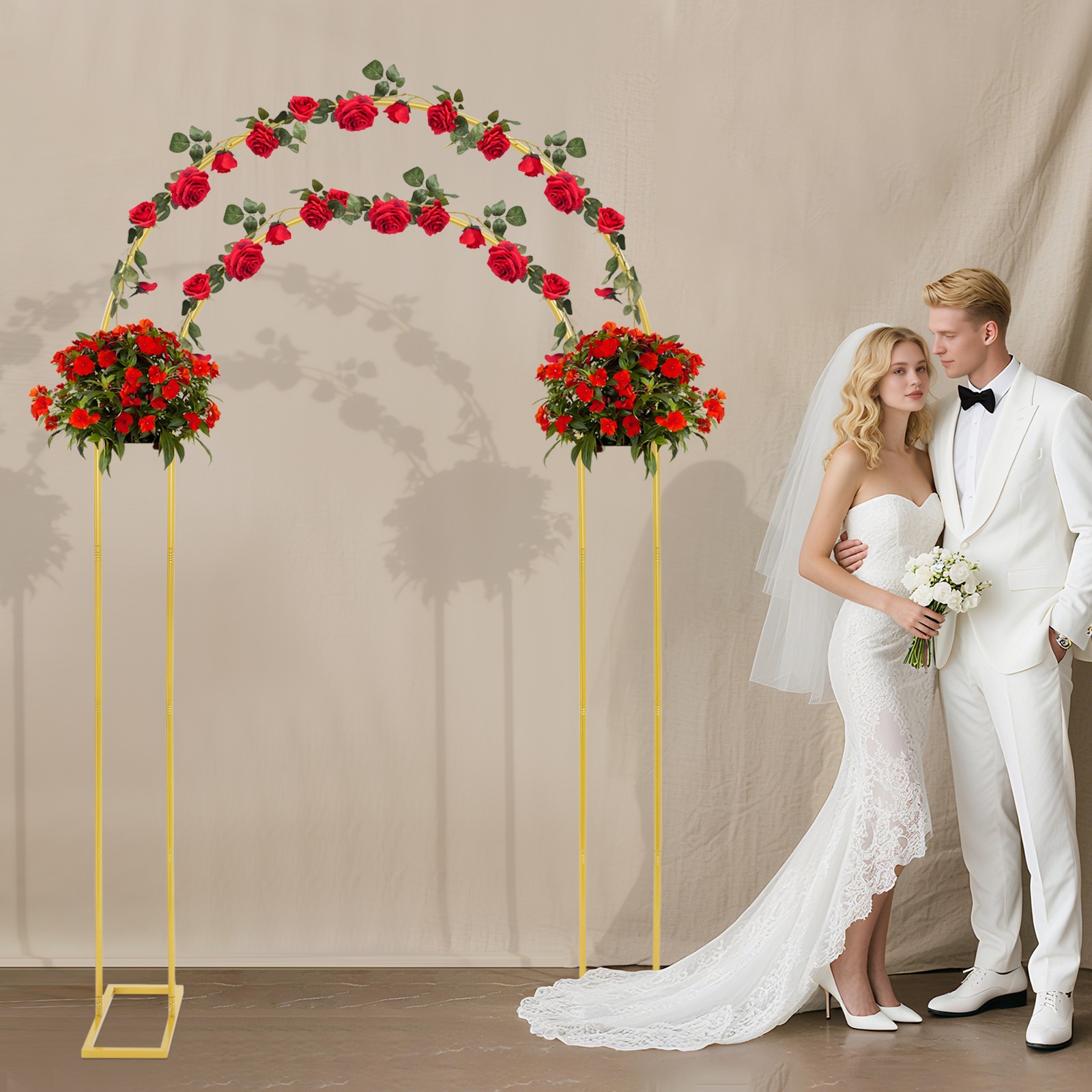Arch Backdrop Stand,White Wedding Arch Backdrop Stand, Metal Arch Backdrop Stand