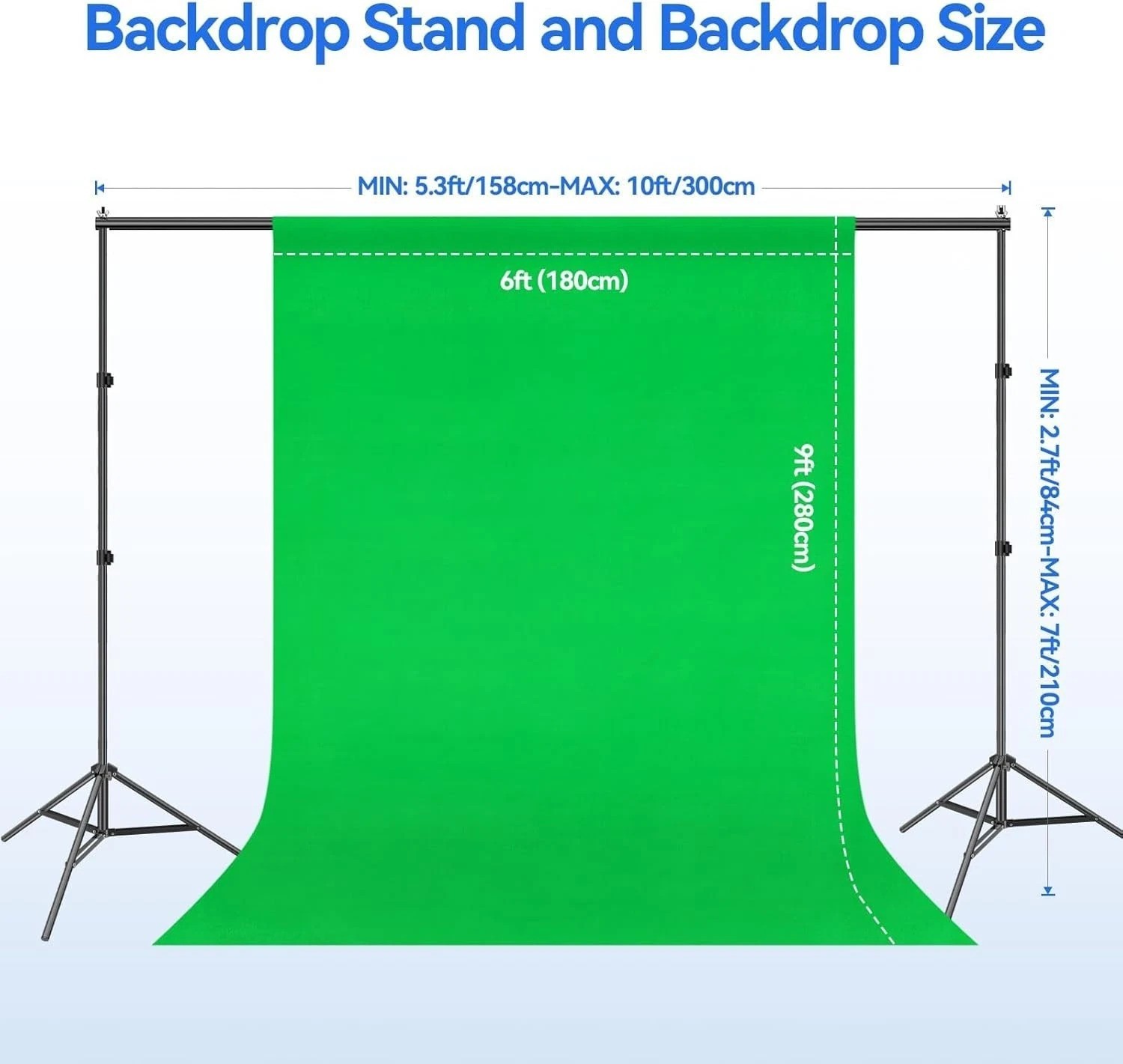 Portable 7x10ft Green Screen Backdrop with Clamp & Carry Bag for Easy Transport