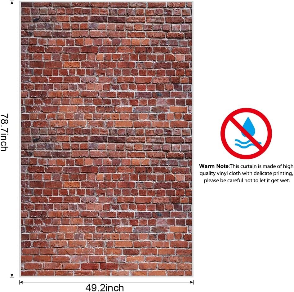 Brick Wall Party Backdrop, Decoration, 1 Count (Pack of 1), Old Red