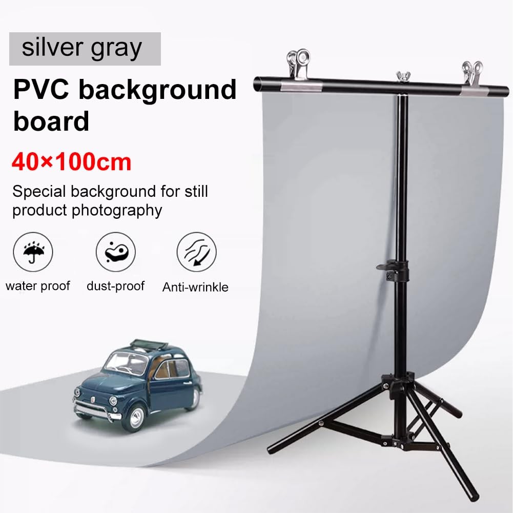 Gray Matte PVC Vinyl Tabletop Photography Backdrop Display Board 15.7×39.3 In