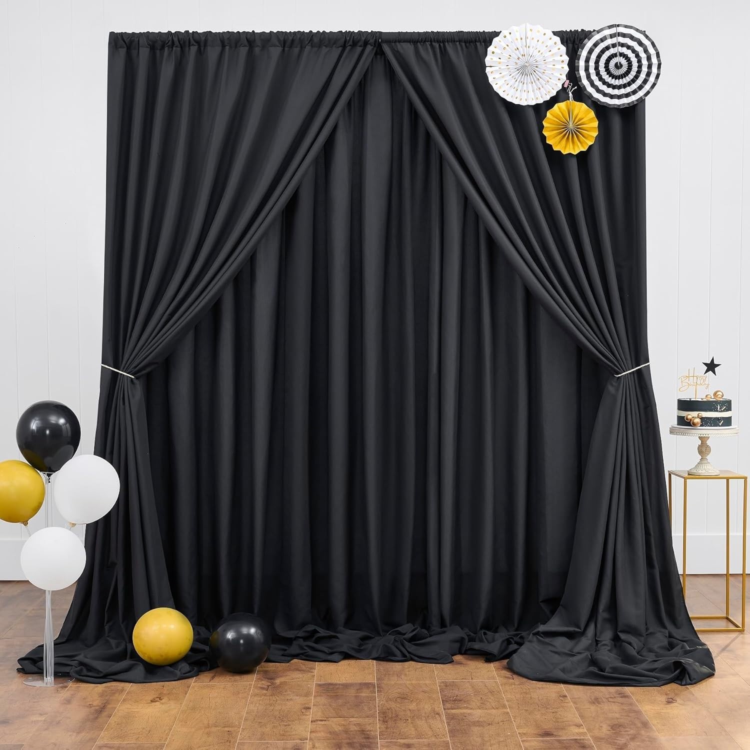 20ft x 10ft Thick Black Backdrop Curtain Panels – Perfect for Weddings & Parties
