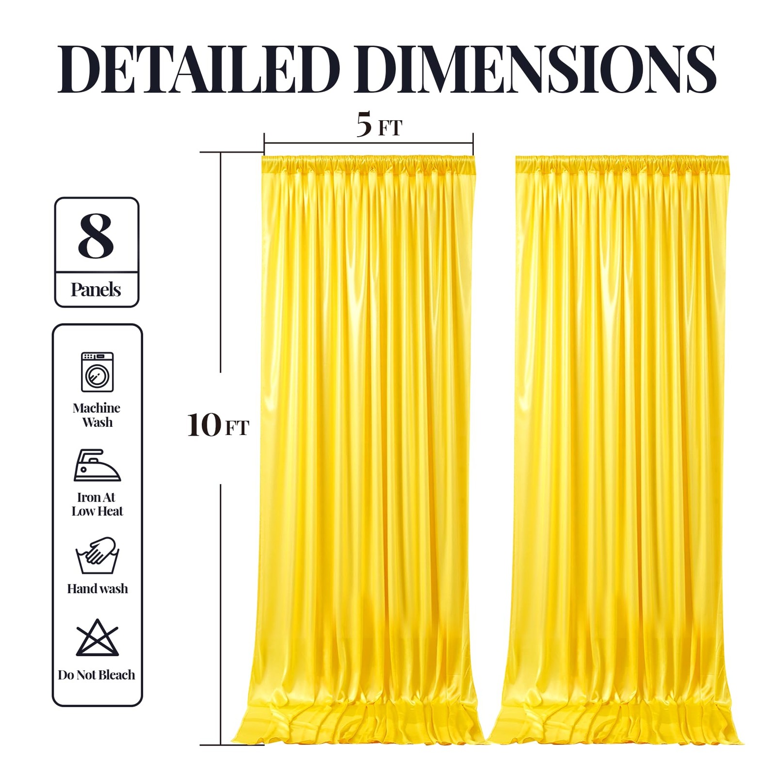 40x10ft Yellow Gold Glitter Backdrop Curtain W5 x H10′(8 Panels),
