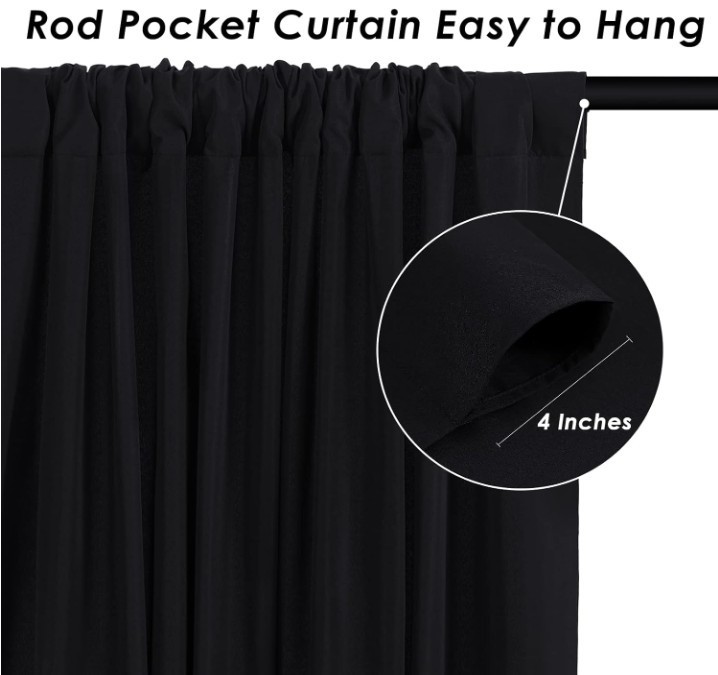 Black Backdrop Curtains 8 Panels 5ft x 10ft Polyester Photo Drapes