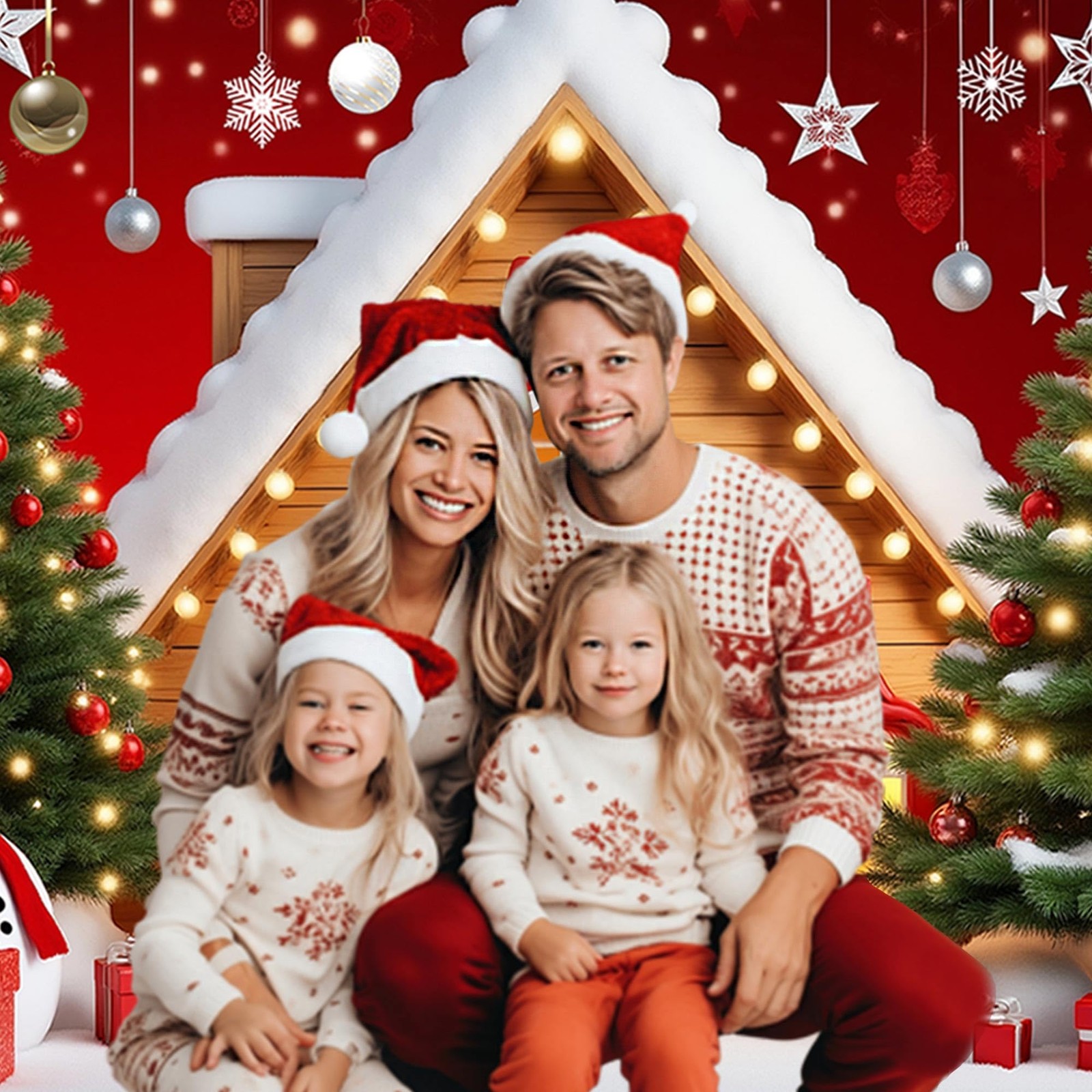 Merry Christmas Backdrop Xmas Tree Snowflake Banner, Winter New Year Photogra…