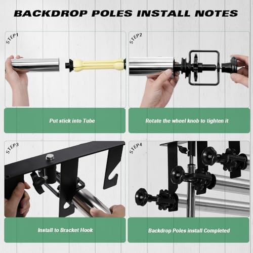 Photography Backdrop 3 Roller Support System, 118 inch Stainless Steel