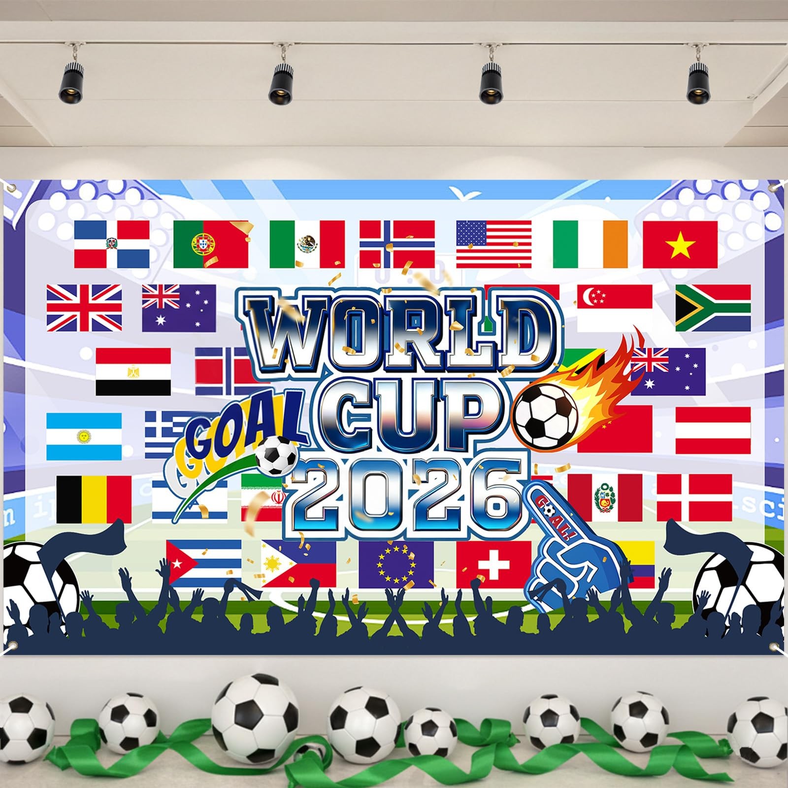 World Cup Football 2026 Tournament 43×71 inches, Multicolored