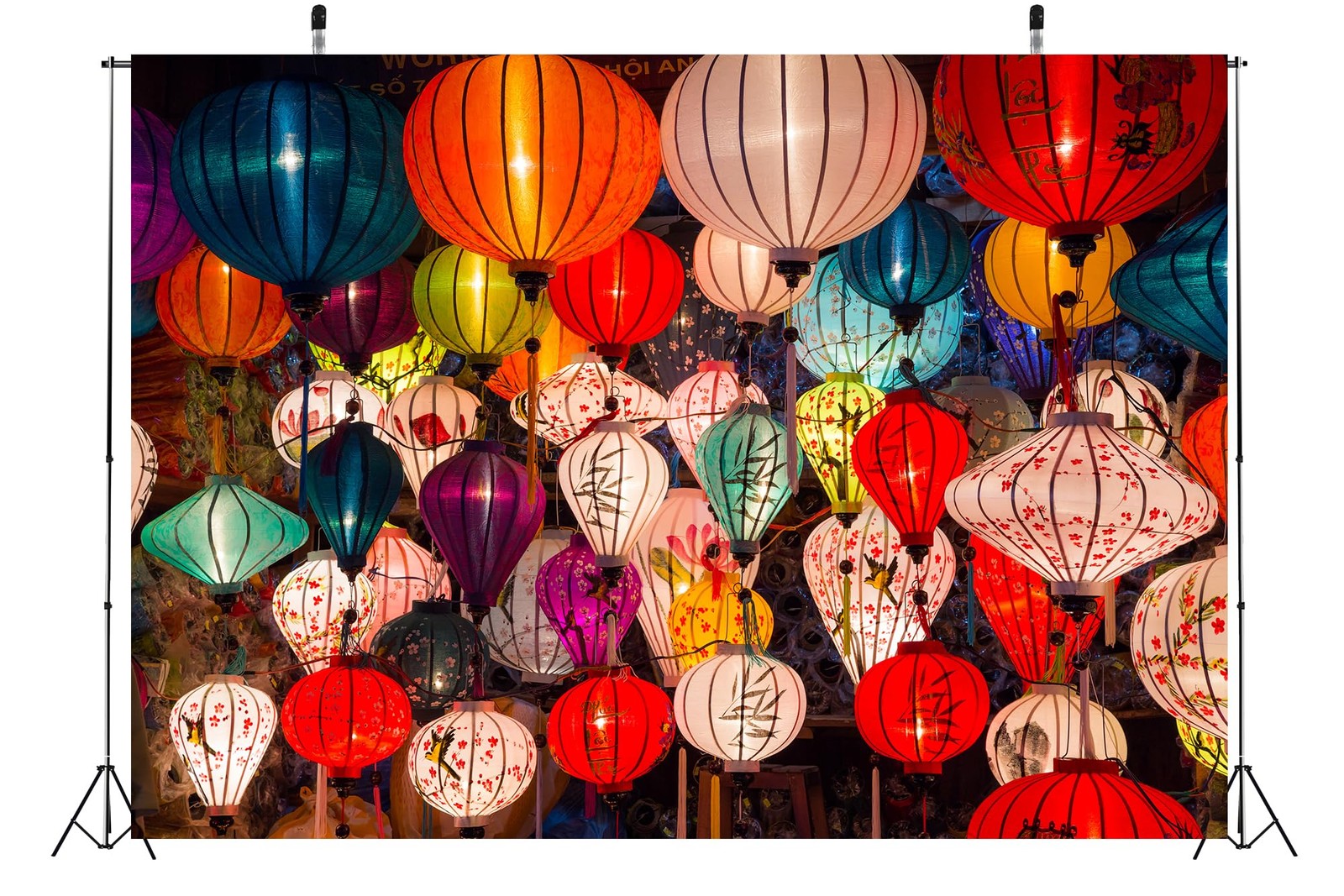 7x5ft Fabric Colorful Lanterns Backdrop Vietnamese New Year Chinese Spring Fe…