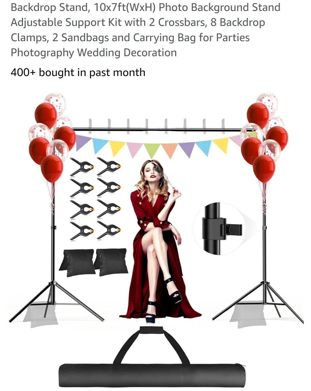 Gloshooting Backdrop Stand 10x7ft(WxH) Photo Adjustable Background Stand SEALED