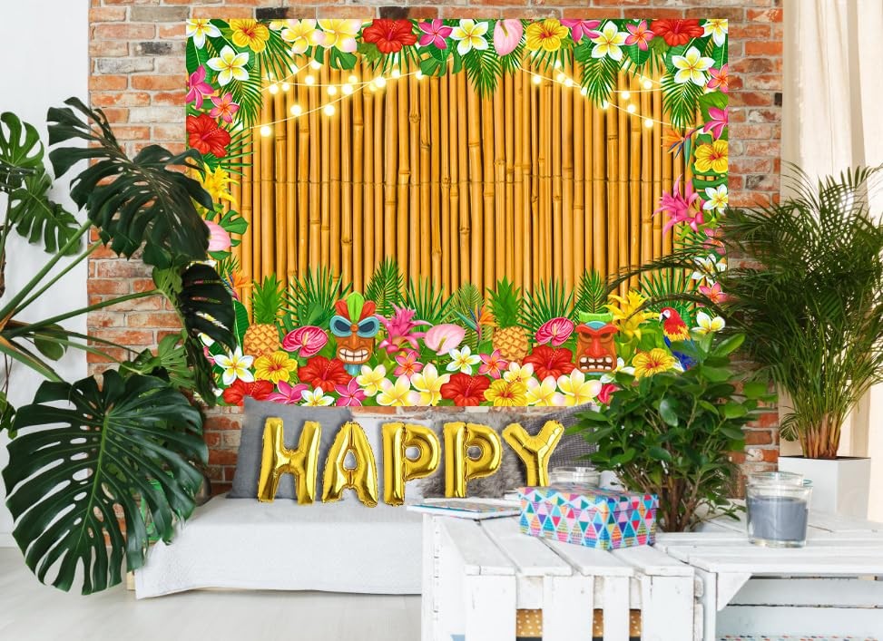 82x47in Hawaiian Luau Tropical Party Backdrop for Photography Decorations
