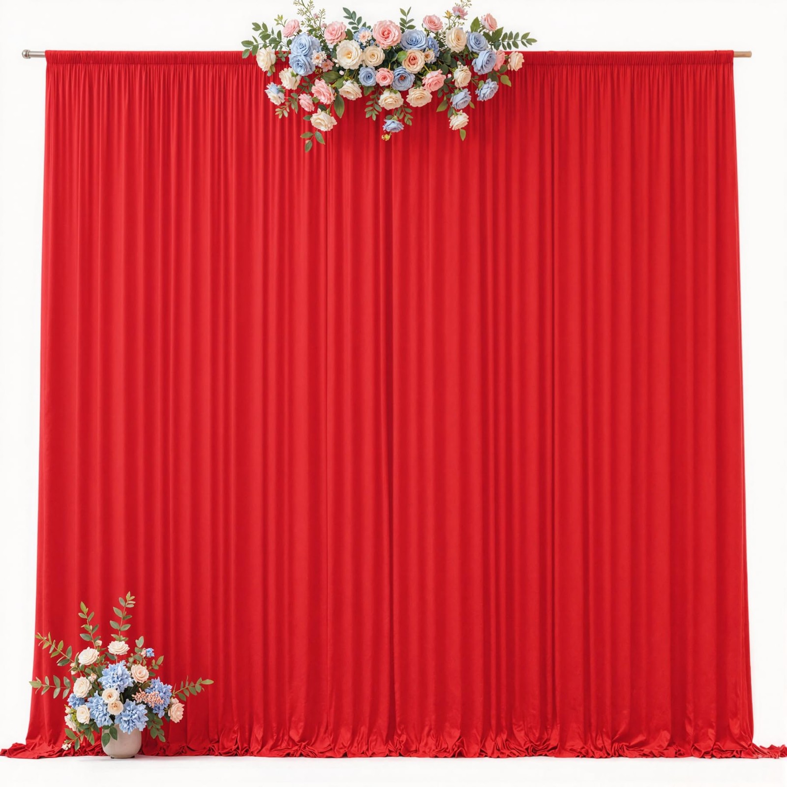 Red Backdrop Curtains Wedding Party Drapes For Bridal Photo Fabric 5×12 FT