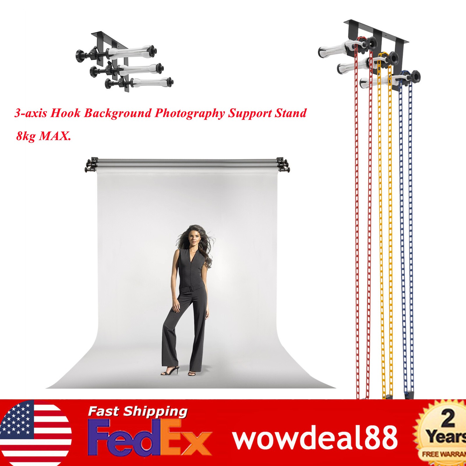 Photography 3 Roller Backdrop Wall Mount Manual Background Roller Support System
