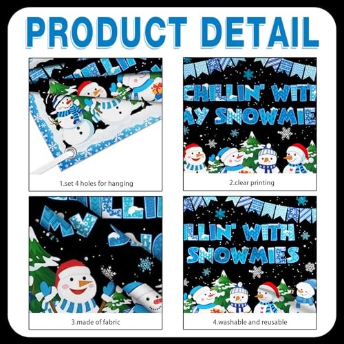 Winter Snowman Chillin’ with My Snowmies Banner Winter Christmas 7x5ft