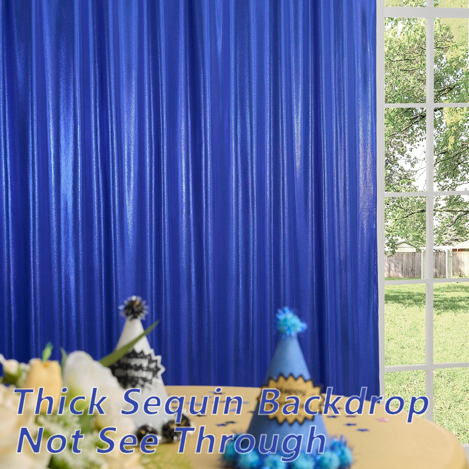 40×10 Wrinkle Free Royal Blue Sequin 5ft(W)x10ft(H)_8 Panels,
