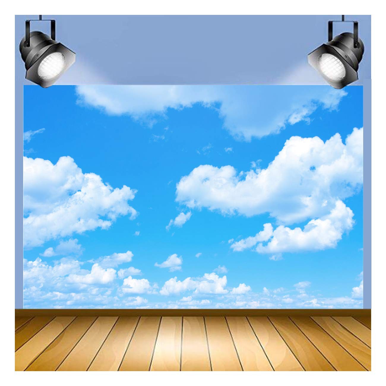 Blue Sky White Clouds Theme Photography Backdrops 7x5ft 7x5ft, Blue,White