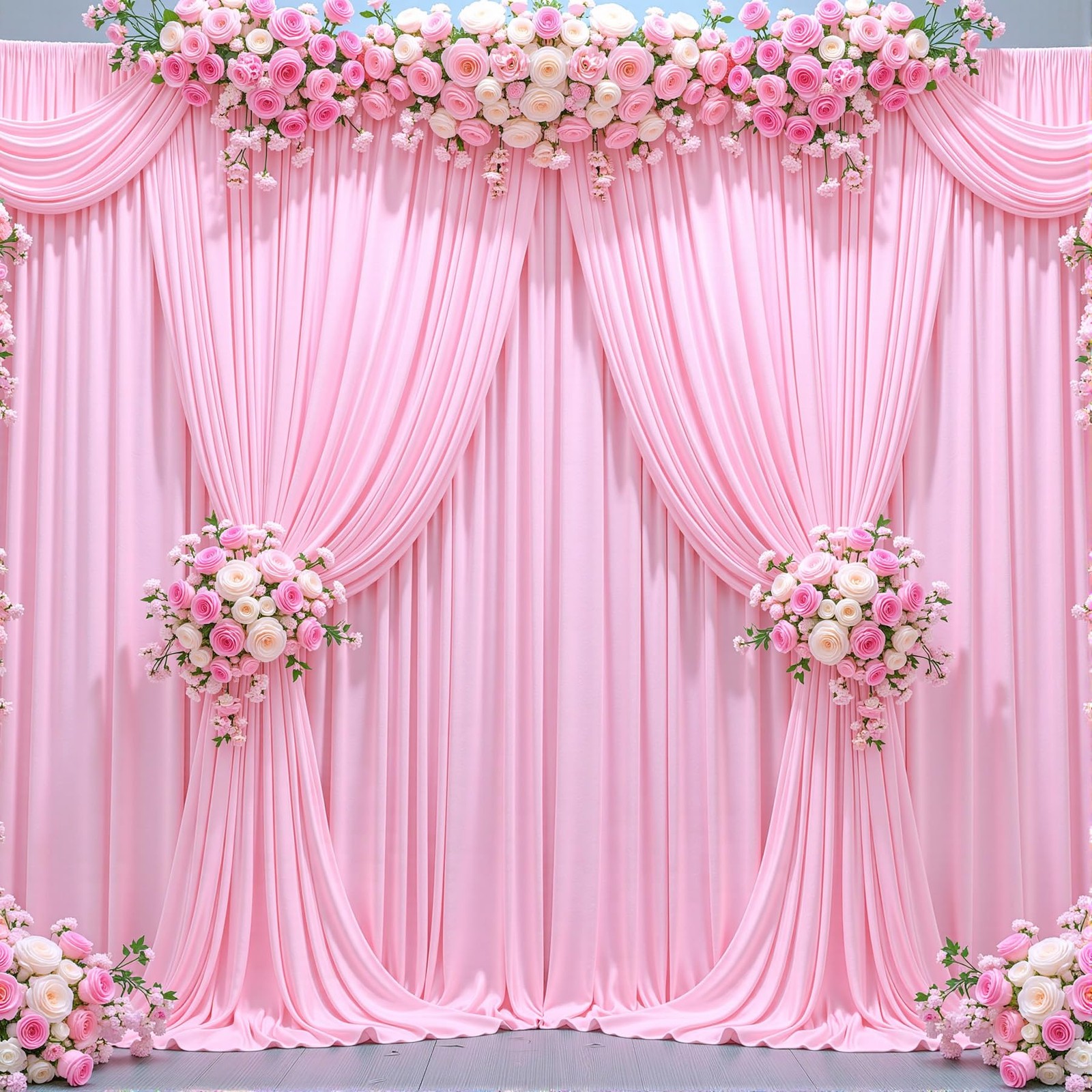 Wrinkle Free Pink Wedding Backdrop Curtains 20×10 Ft Fabric Photography Drapes