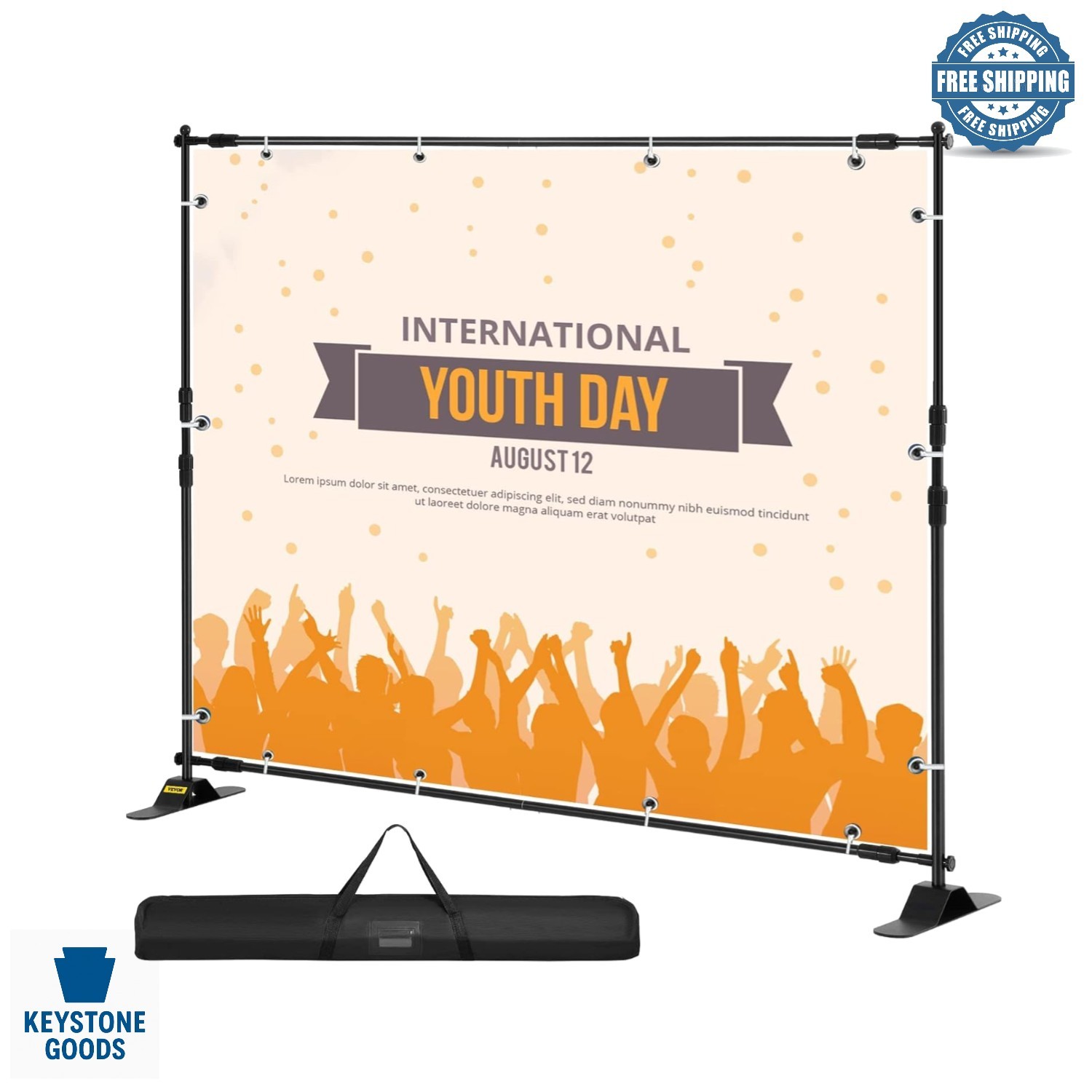 8×8 ft Heavy-Duty Adjustable Backdrop Stand with Carrying Bag