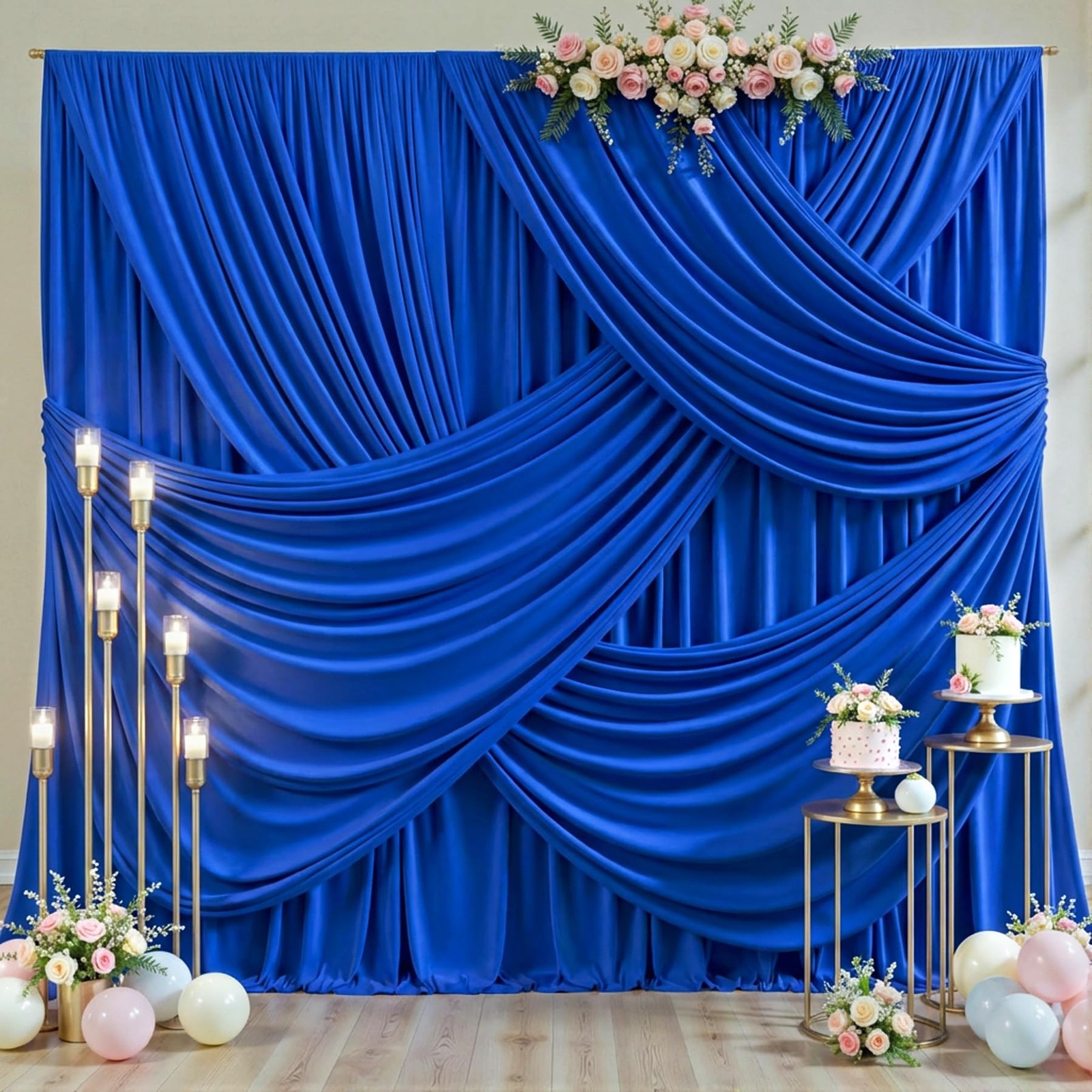 50ft x 10ft Wrinkle Free Royal Blue 5′(W) x 10′(H), 10 panels,