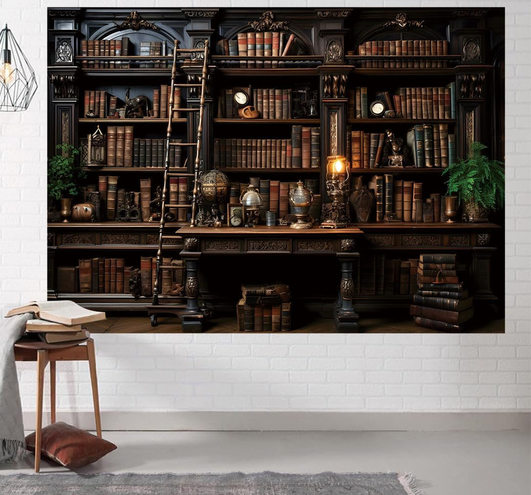 Bookshelf Backdrop Retro Office Library Photography Backdrops Photo Props