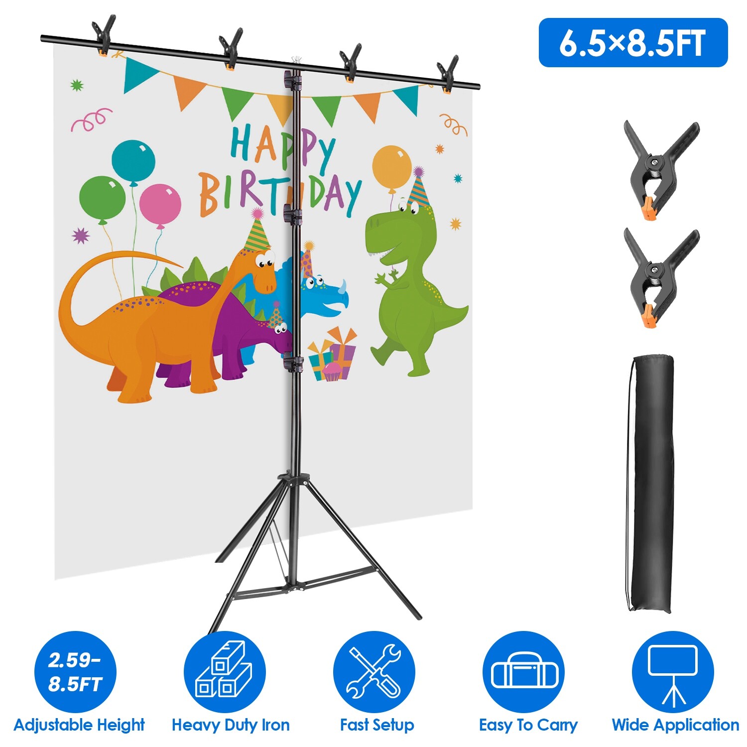 6.5ftx8.5ft Backdrop Stand Photography Studio Background Crossbar Support Kit