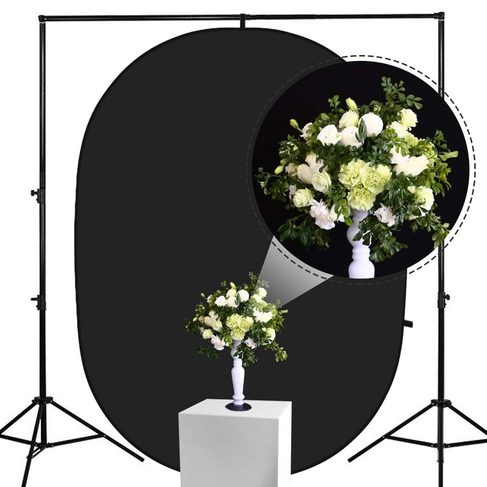 FOTOCREAT-5×6.5ft(1.5x2m) Black/White Double-Sided Pop-Up Collapsible Backdro…