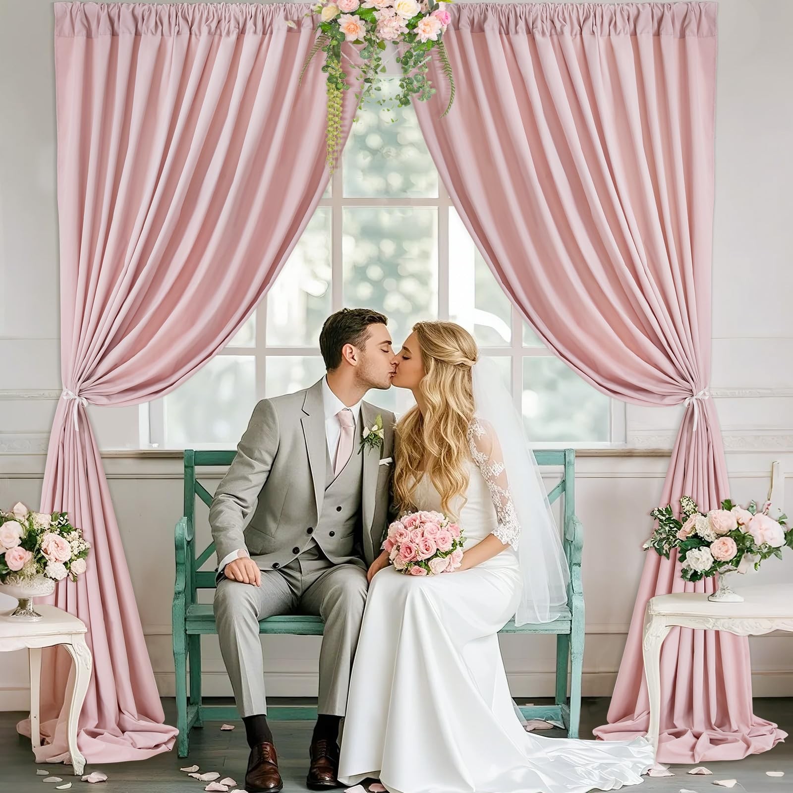 Dusty Rose Backdrop Curtains 2 Panels 5ft x 10ft for Wedding Party Decor