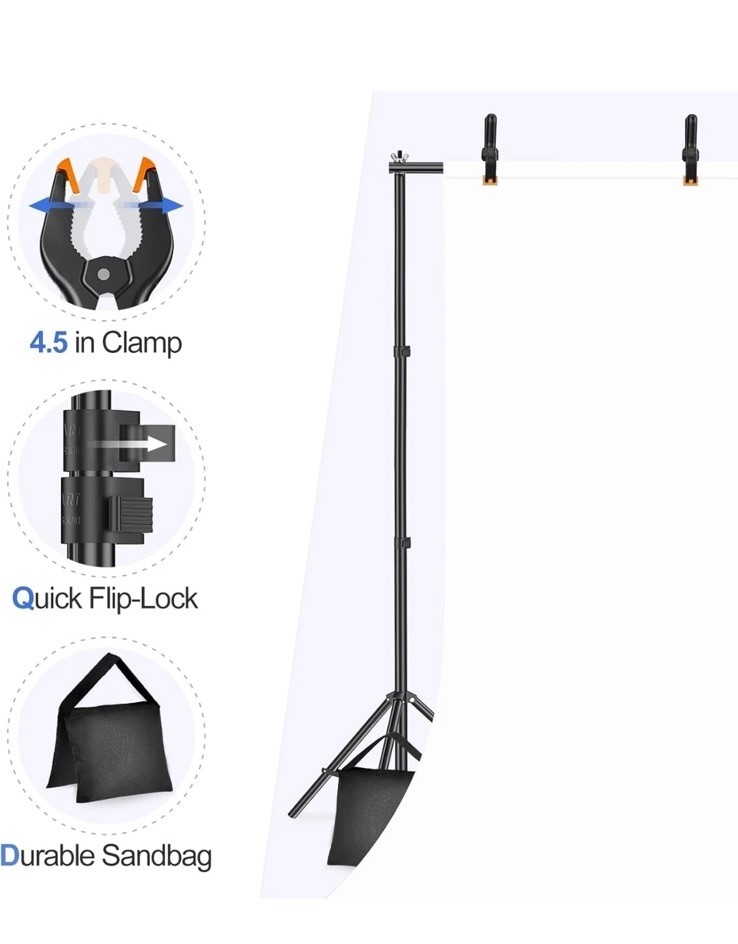 EMART Photo/Video Studio (EM-BS2030) Kit With Adjustable Background Stand 10 X 7