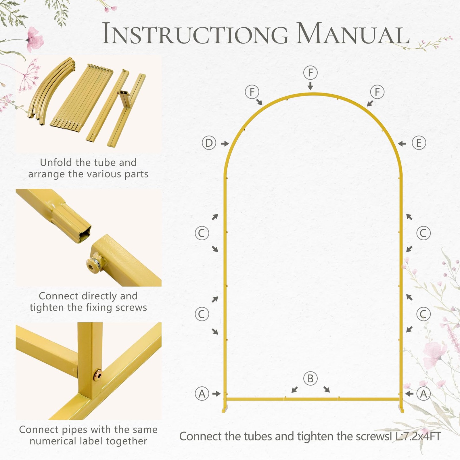 3 Pack Wedding Arch Backdrop Stand 4+5+6 FT, Small Metal Arch Frame with 3 Ba…