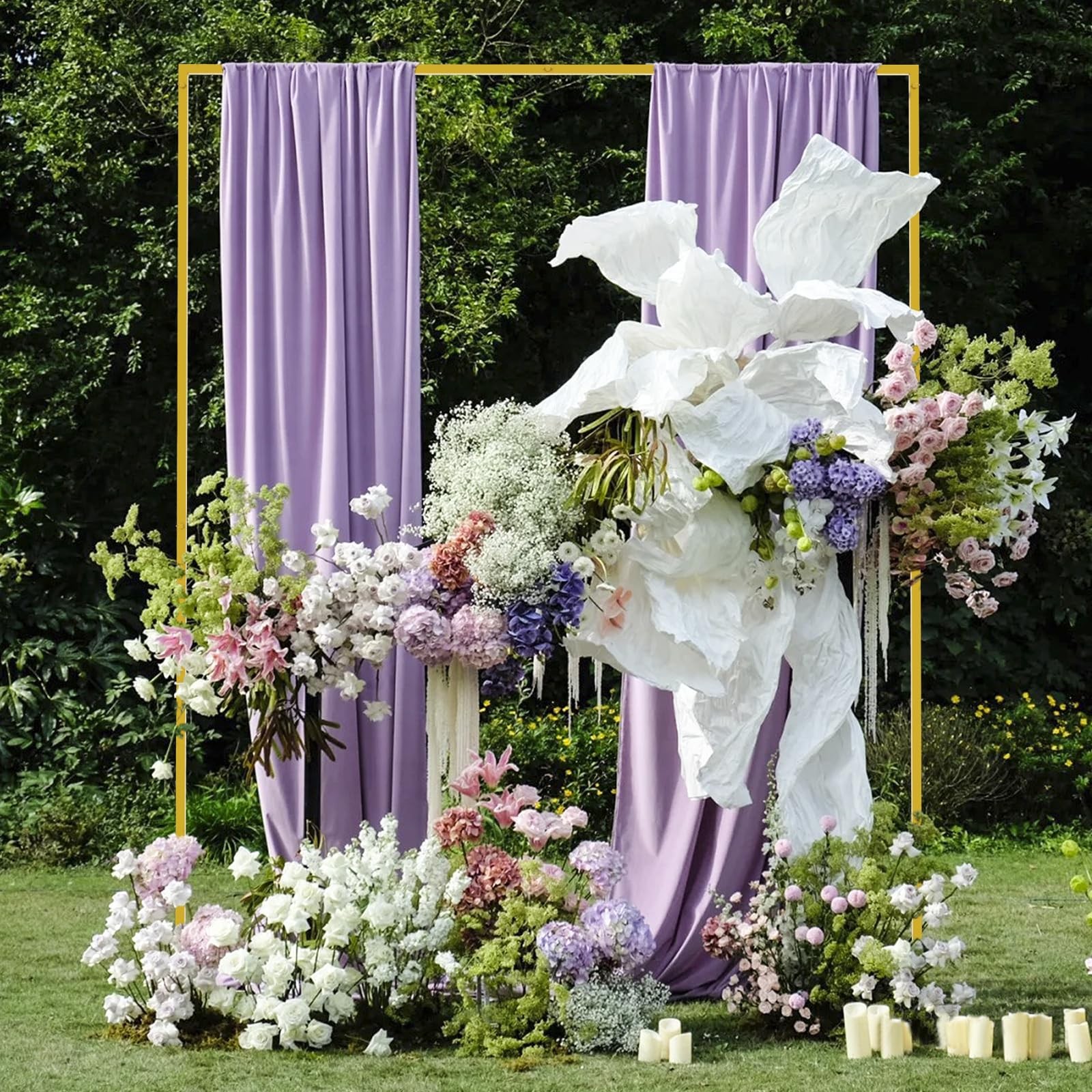 6.6FTx5.2FT Gold Wedding Arch Backdrop Stand Square Metal Rectangular Arch Fr…