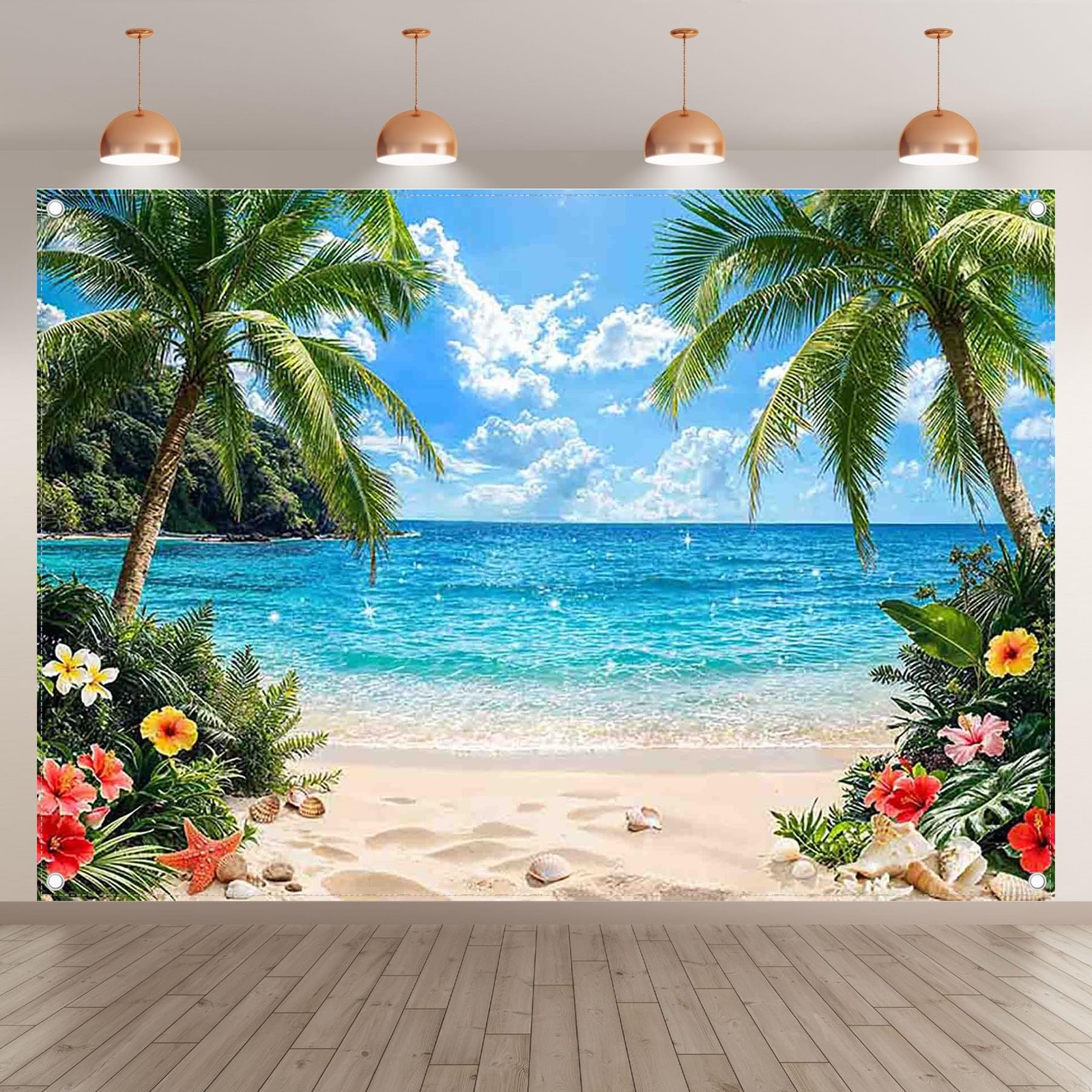 7x5ft Summer Tropical Beach Photography Backdrop Hawaiian Ocean Luau Props