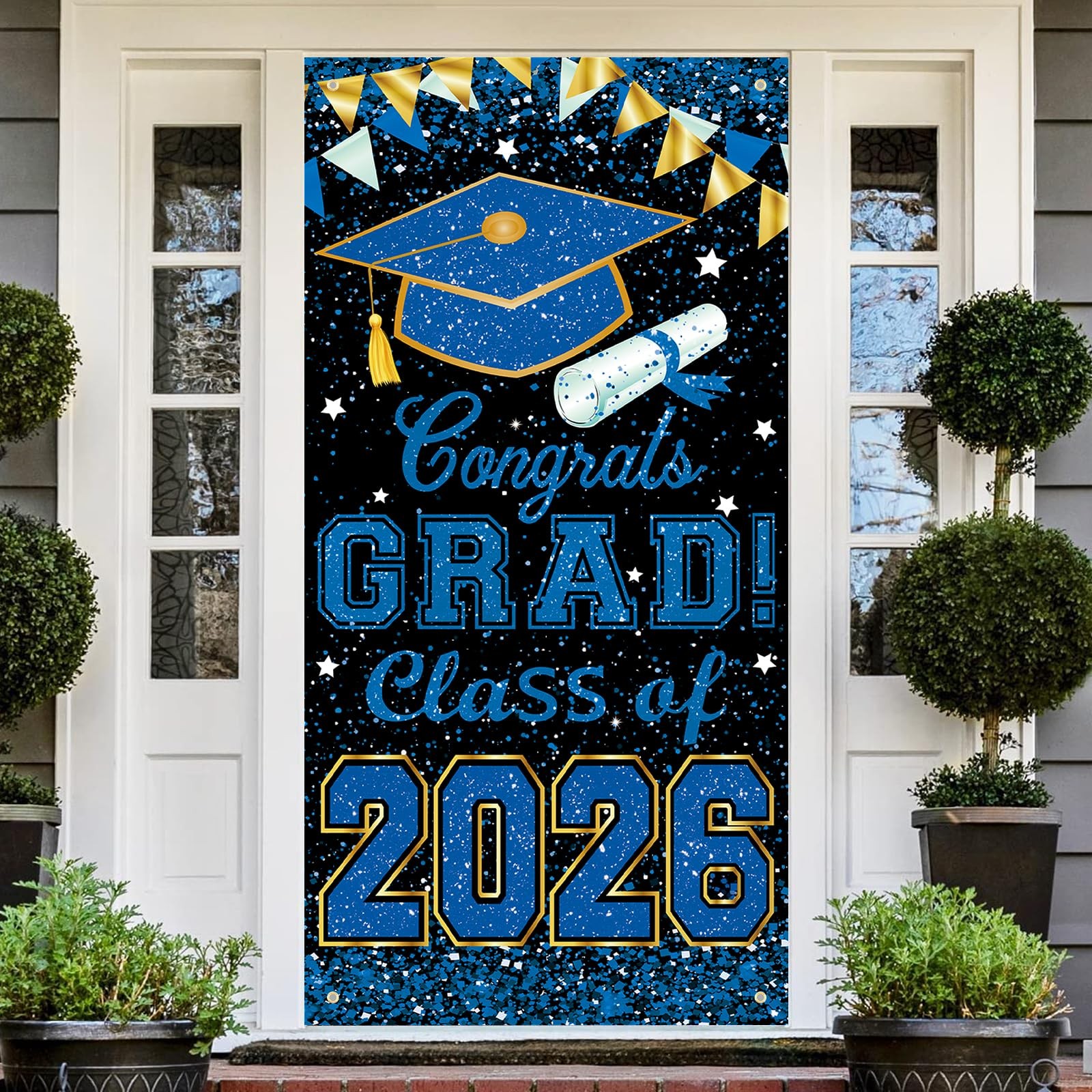 73 x 36 Inch Congrats Grad Class of 2026 Sign Banner 73 x 36 inches, Blue