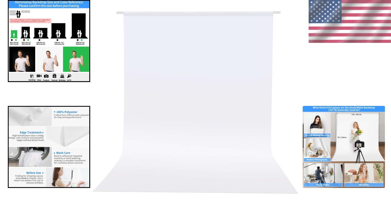 5×7 ft White Photography Backdrop for Versatile Events & Photography