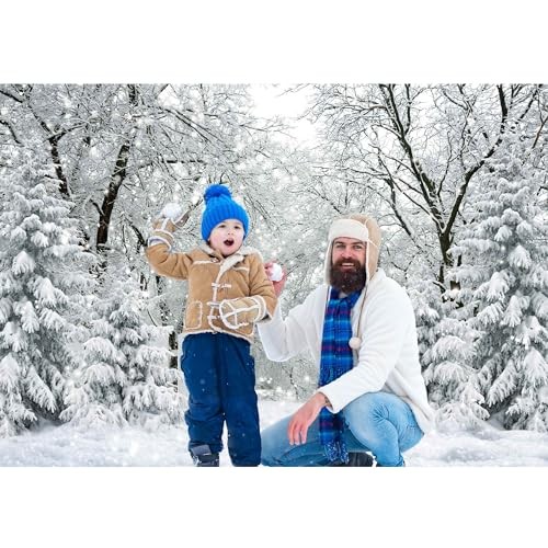 12x8FT White Winter Forest Scene Photography Backdrop – Wonderland Snowflake