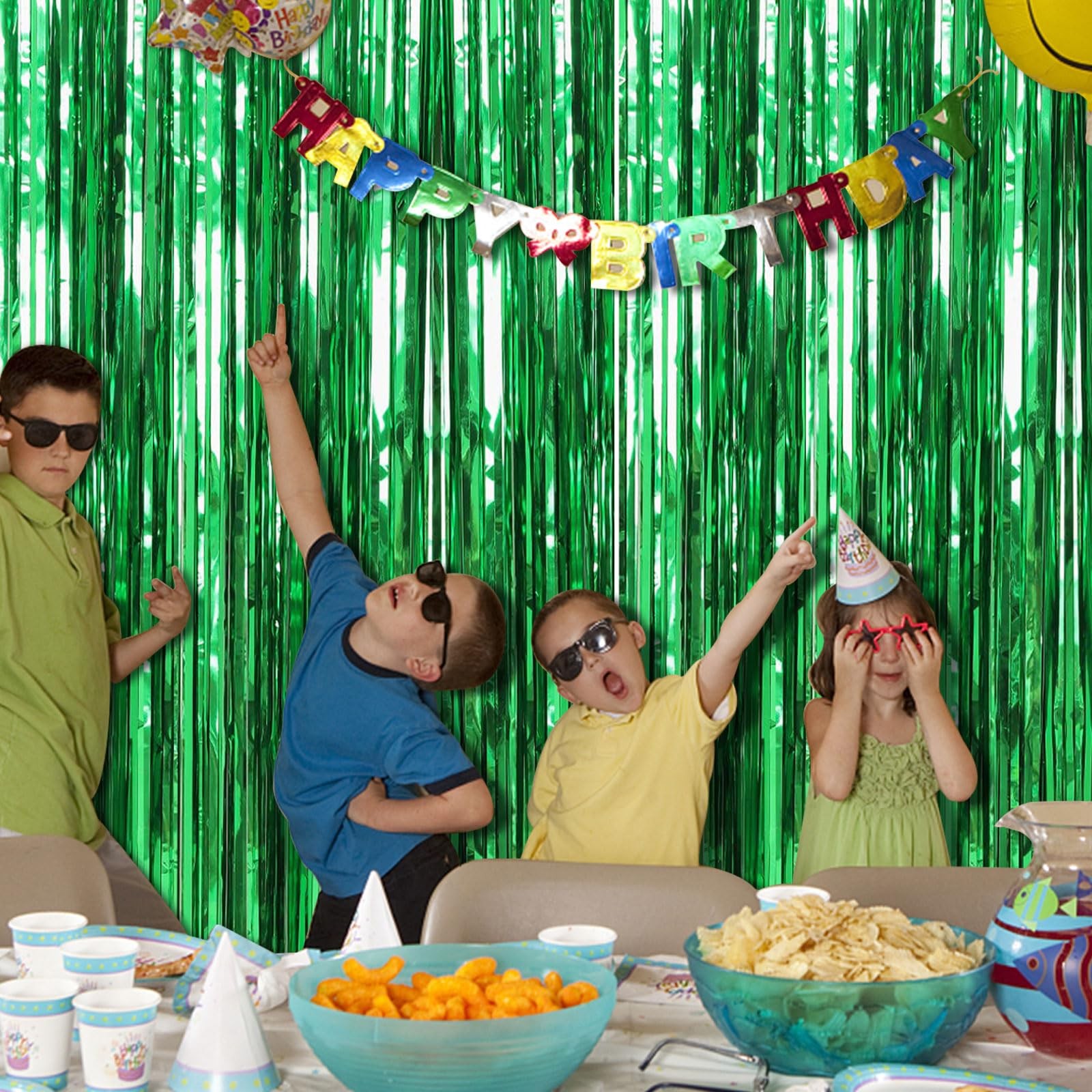 2 Pack Green Streamers Backdrop Jungle 39.4″w X 78.7″l (Pack of 2),