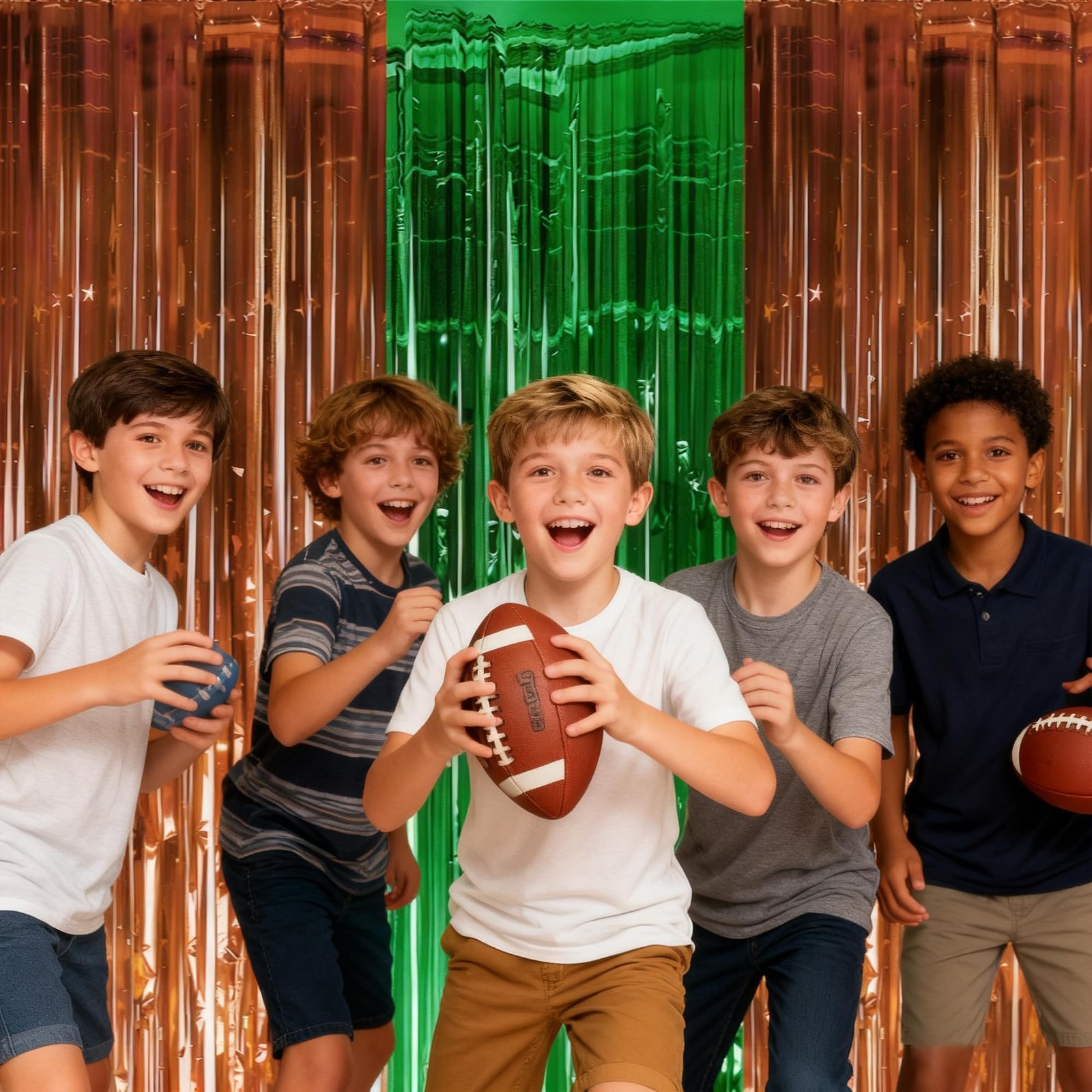 Football Party Decorations for Super Game Bowl 3.3FT × 6.56FT, Green Brown