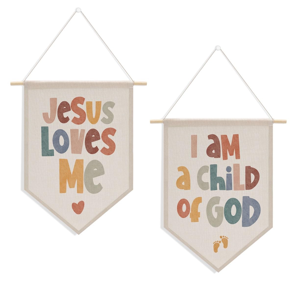 2 PCs Inspirational Bible Verse Boho Toddler Baby Room Nursery Wall Decor Chr…