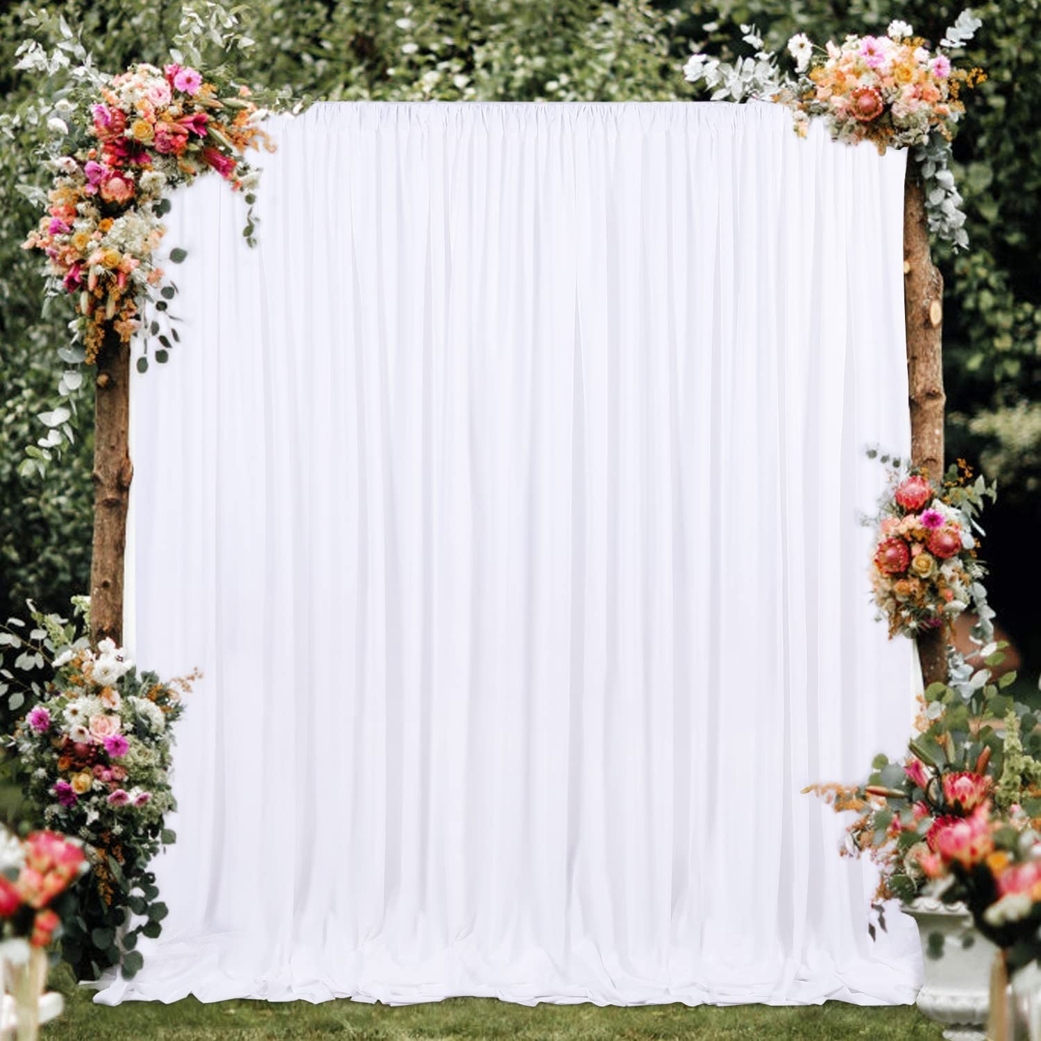 2 Panels White Backdrop Curtains 5ft x 8ft Polyester Photo Backdrop Drapes fo…