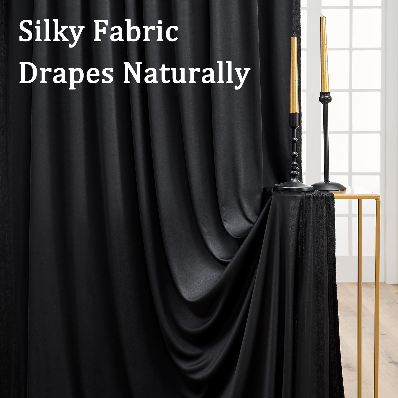 10ft x 7ft Black Backdrop Curtains, Wrinkle Free, Thick Fabric, Photo Drapes