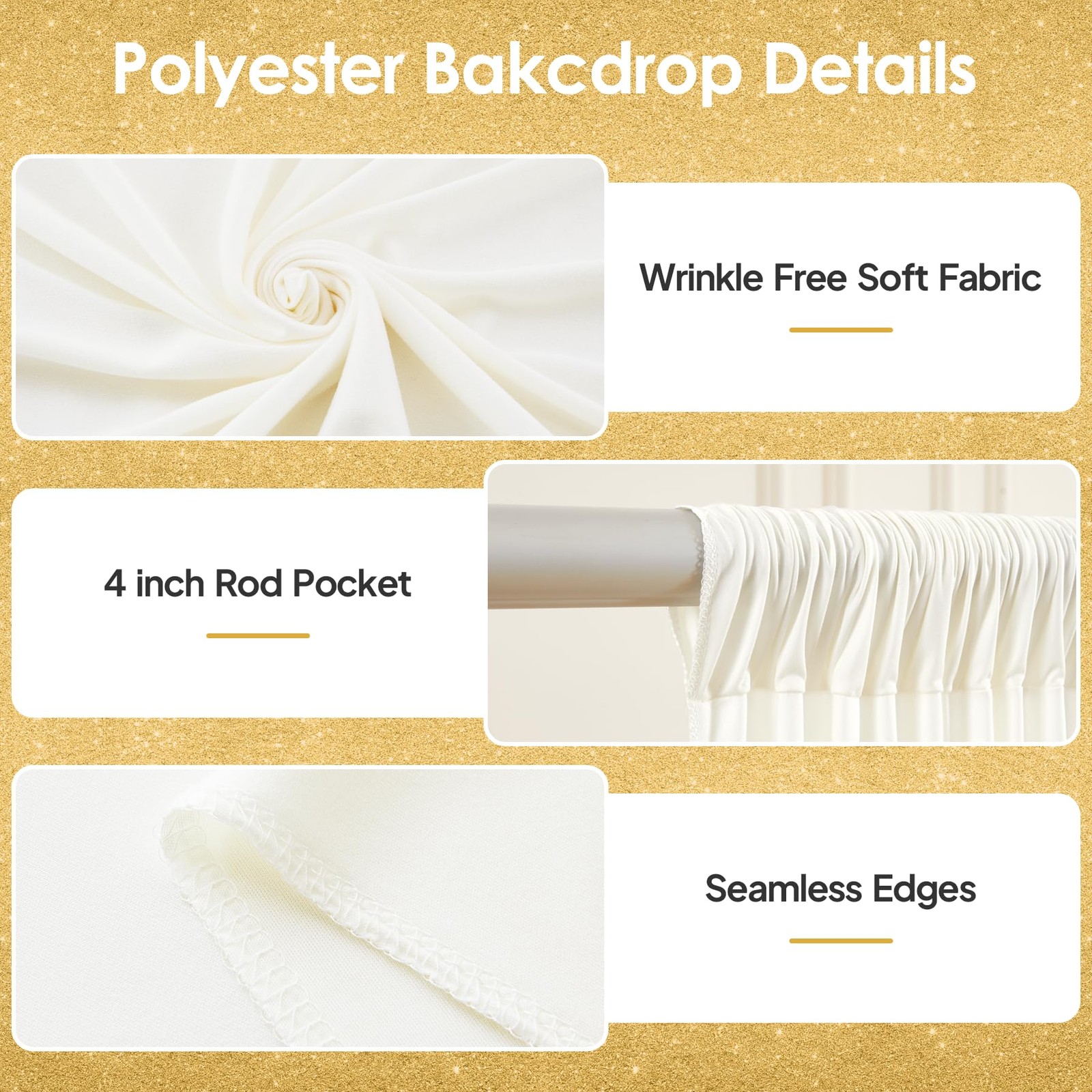 10x10ft Cream White Backdrop Curtains for Wedding Parties Wrinkle Free Blue C…