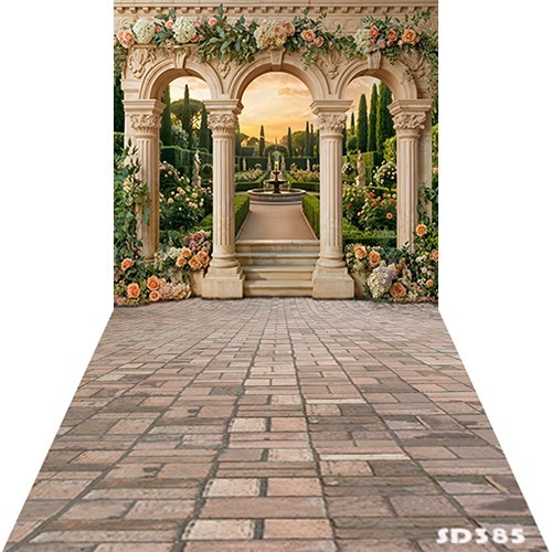 10’x20’CP Arch Column Garden Scenic Microfiber Fabric background backdrop SD385