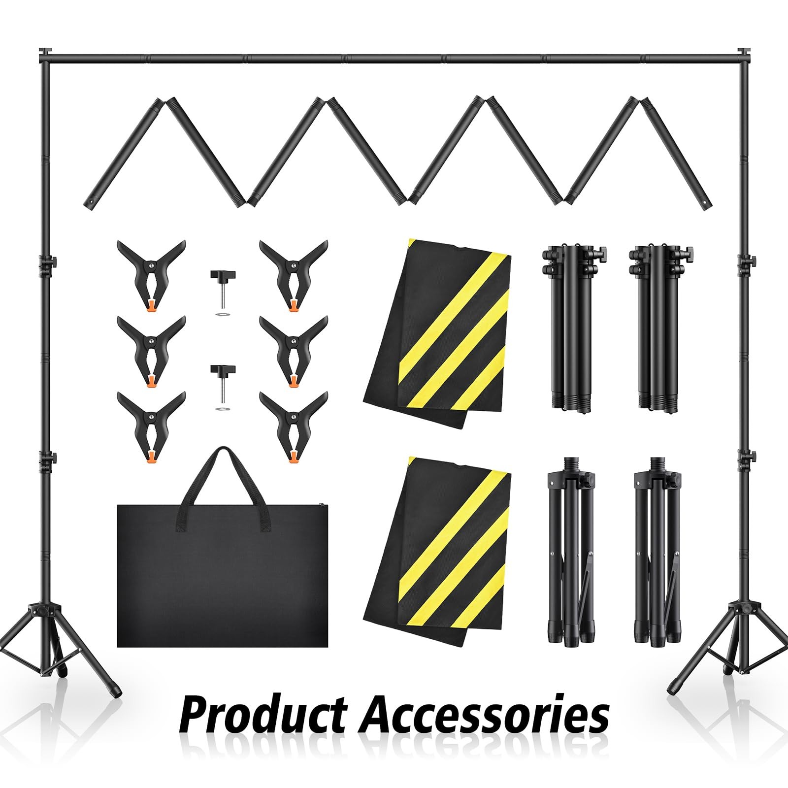 Backdrop Stand 10×7.5ft(WxH), Heavy Duty Adjustable Photo Back Drop Stand kit…