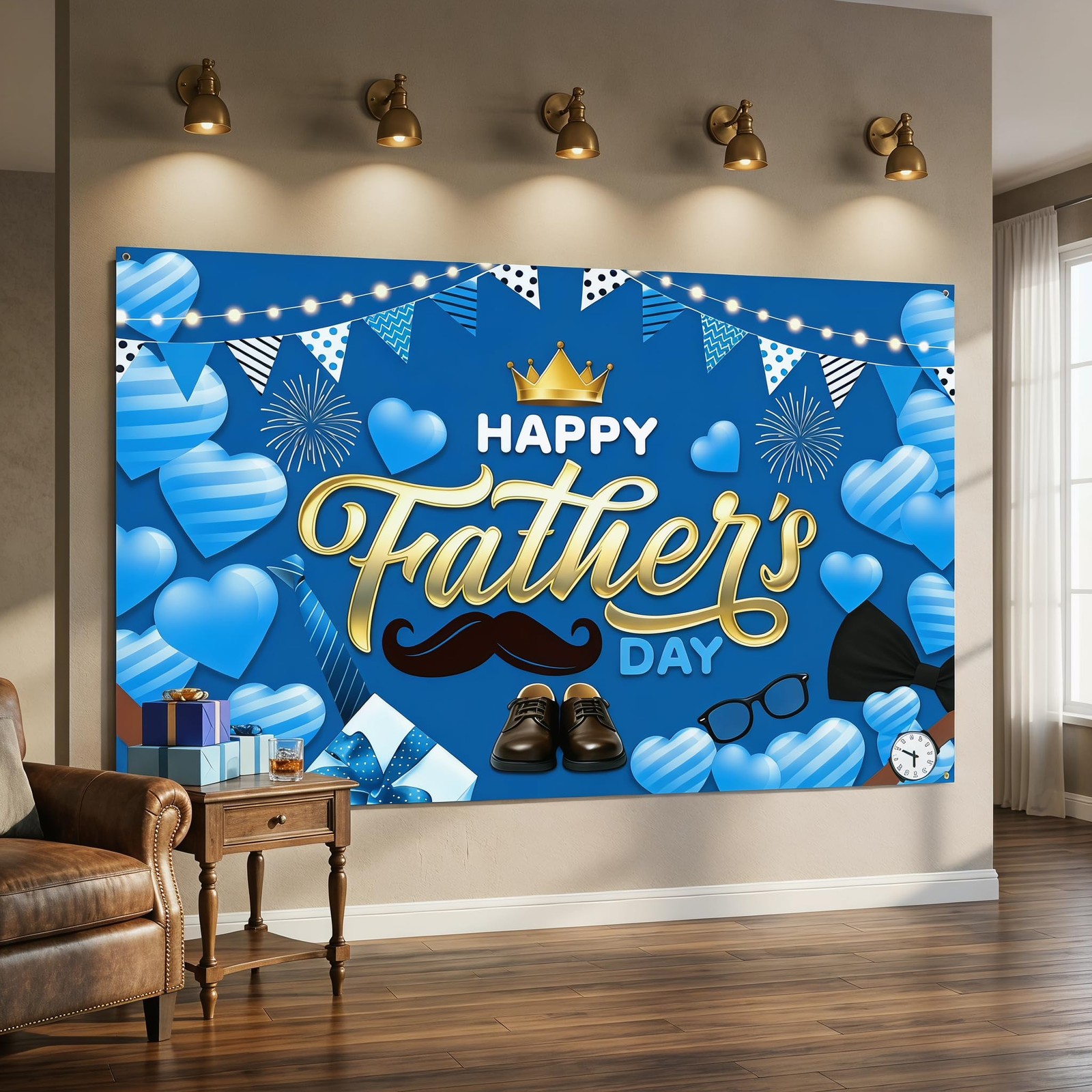 Happy Fathers Day Banner Decorations Extra Large 70.8×43.3in Waterproof Best …