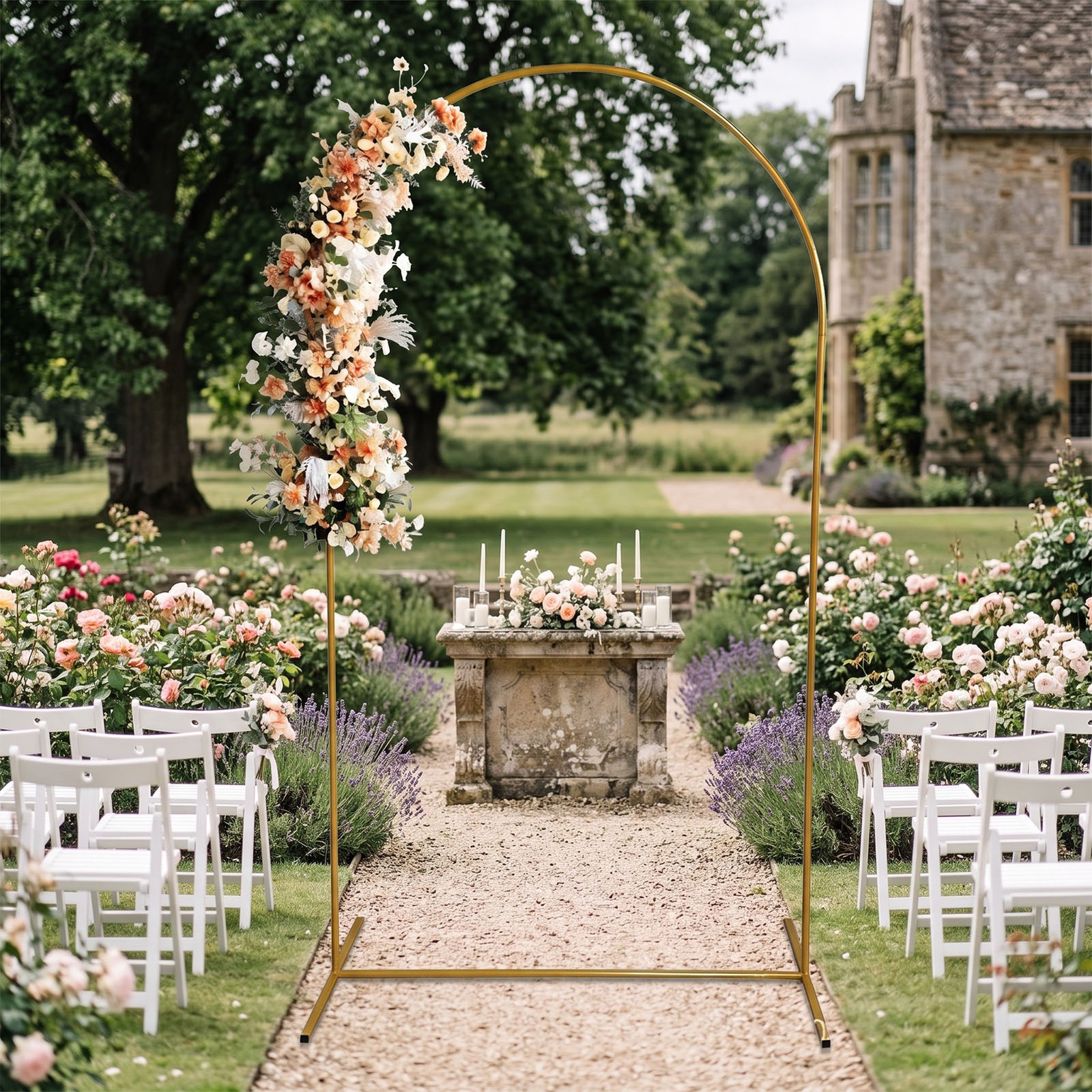 Gold Iron Arch Frame For Weddings & Parties Durable Metal Support (0.65*1.5m)