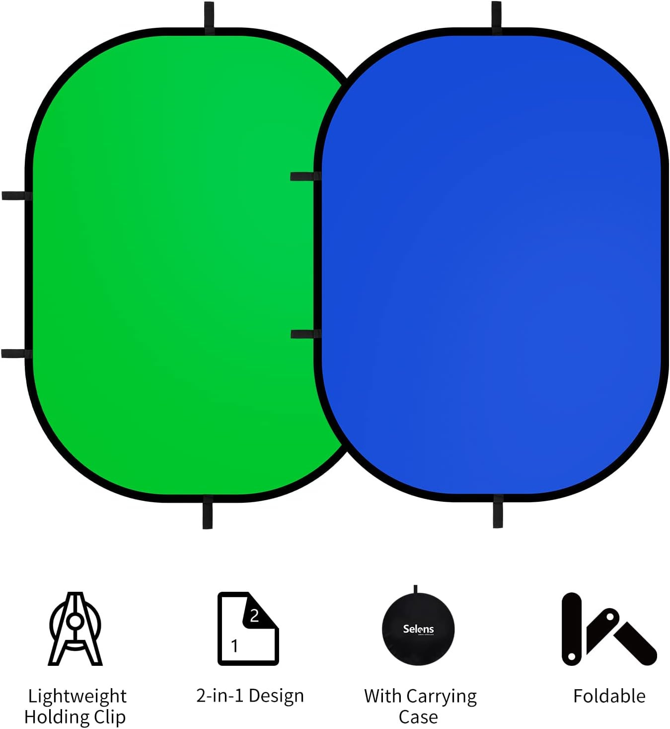 Selens 3X5Ft Green Screen Backdrop for Photography, 2-In-1 Collapsible Backgroun