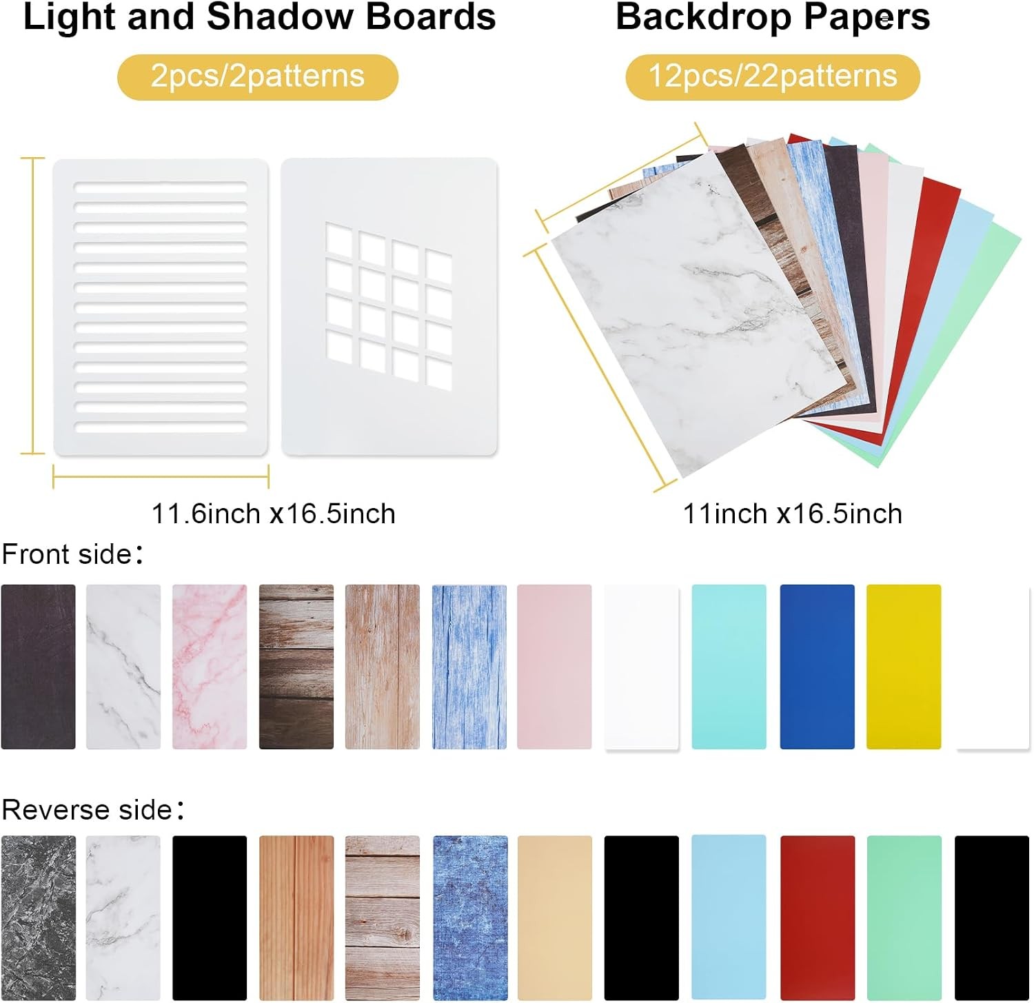 12Pcs 22Patterns Small Product Photography Backdrops Kit Photo Background Food