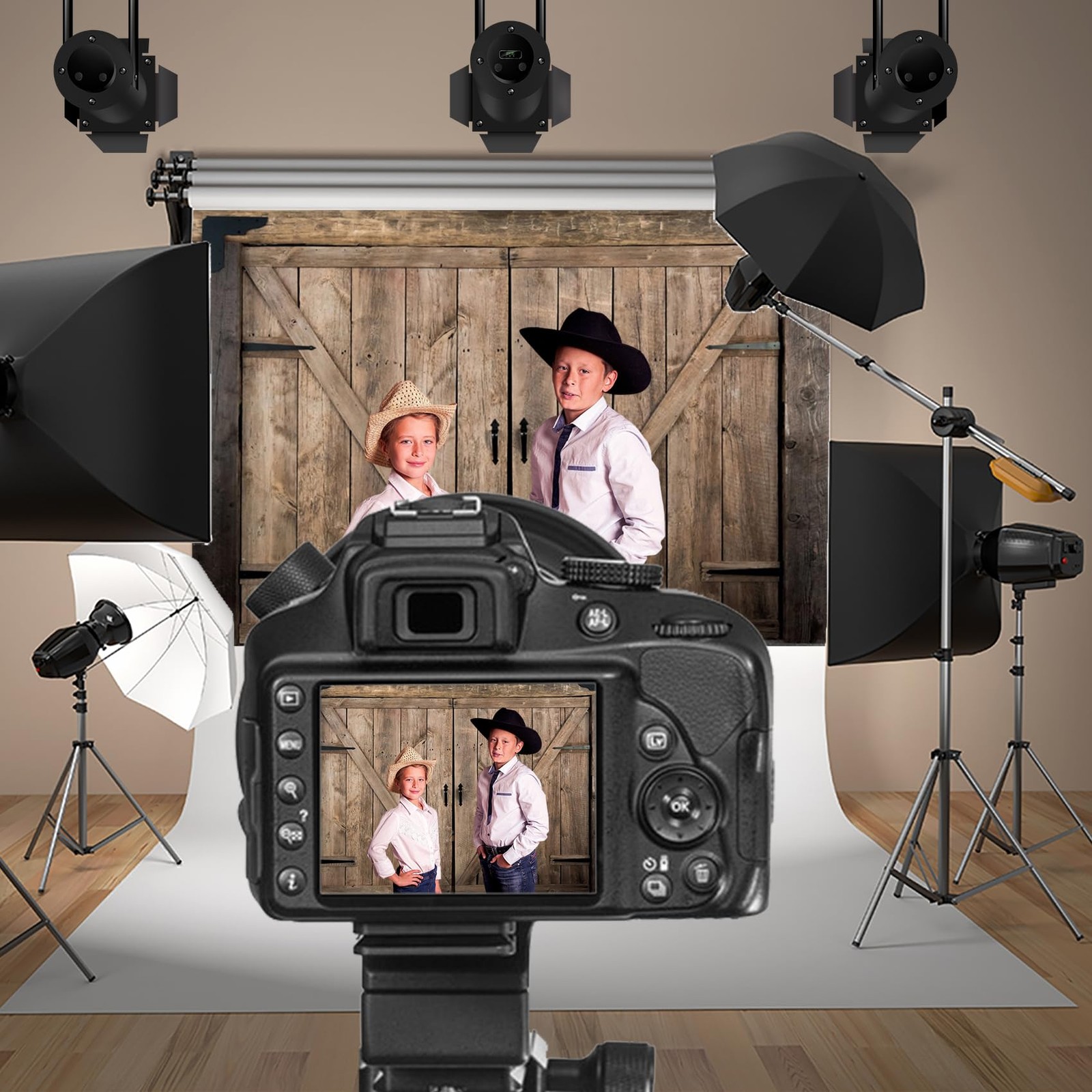 7x5ft Rustic Brown Barn Door Backdrops for Photoshoot Old Wooden Door Western…