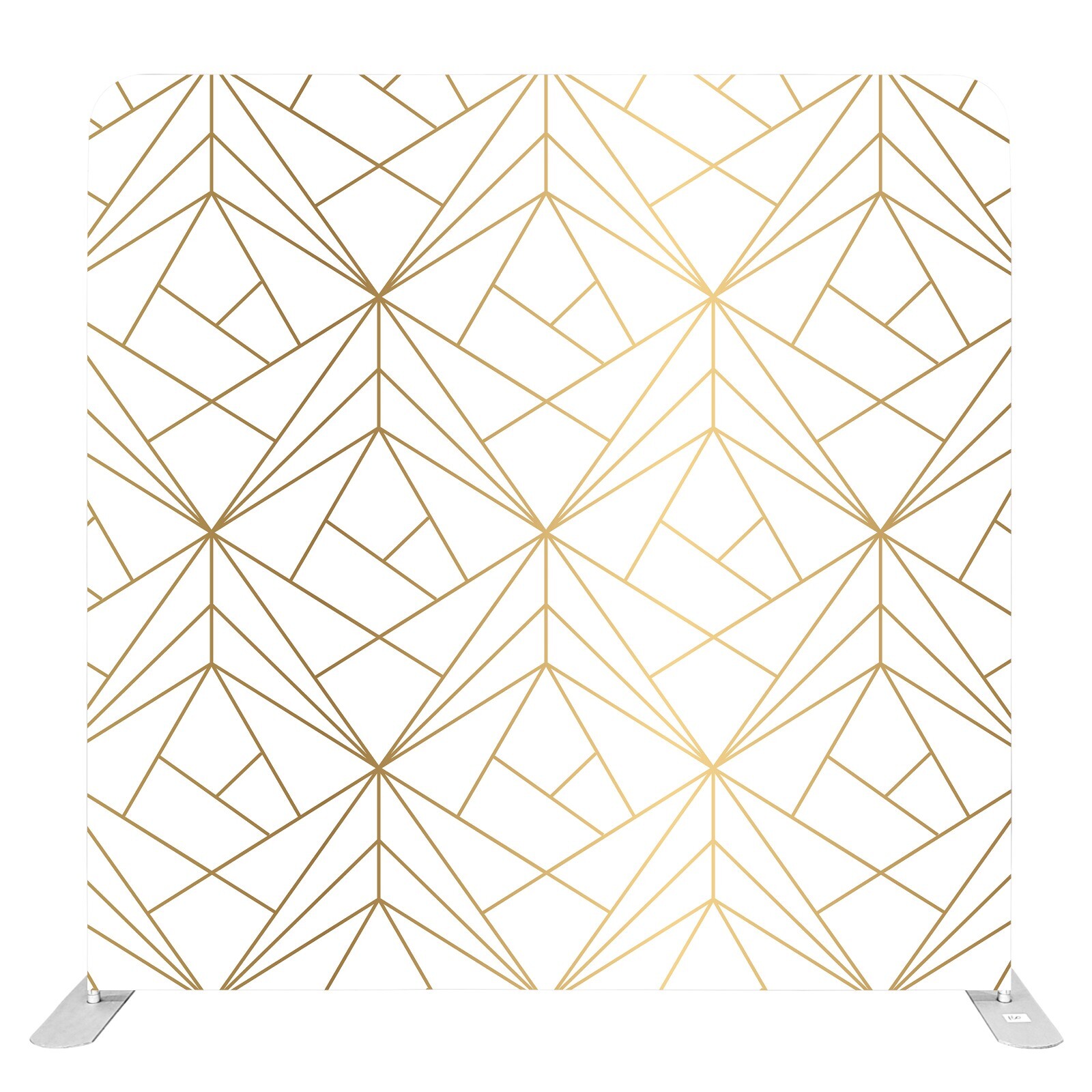 Bakod Golden Geometric Elegance on White Pillow Cover Tension Backdrop 8ftx8ft